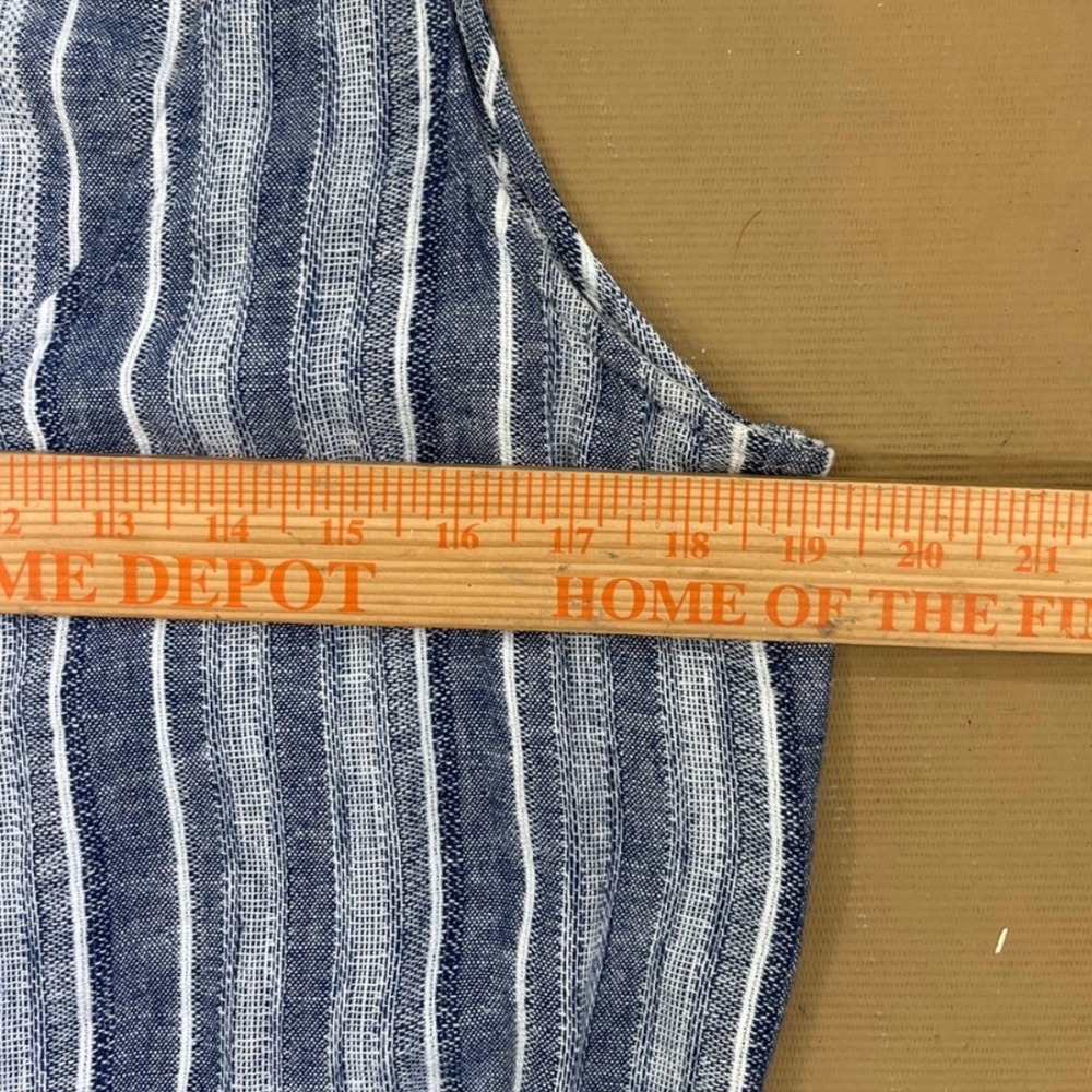 Cloth & Stone Striped Linen Blend Wide Leg Jumpsuit Belted Cropped Open Back L - Picture 8 of 11